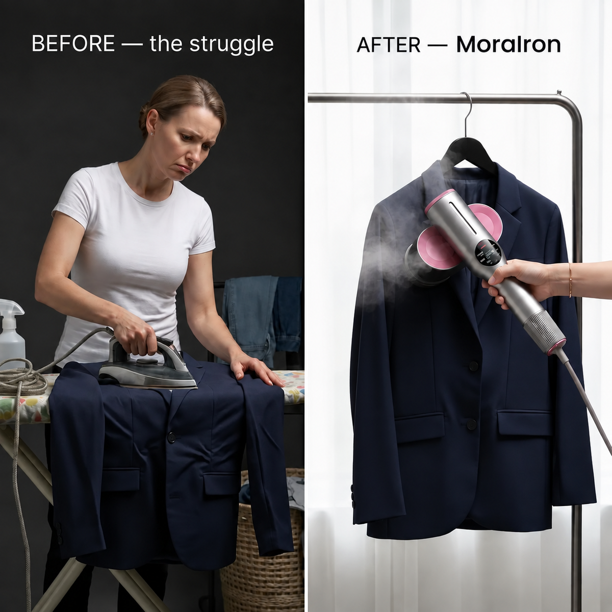 Before and after garment care comparison